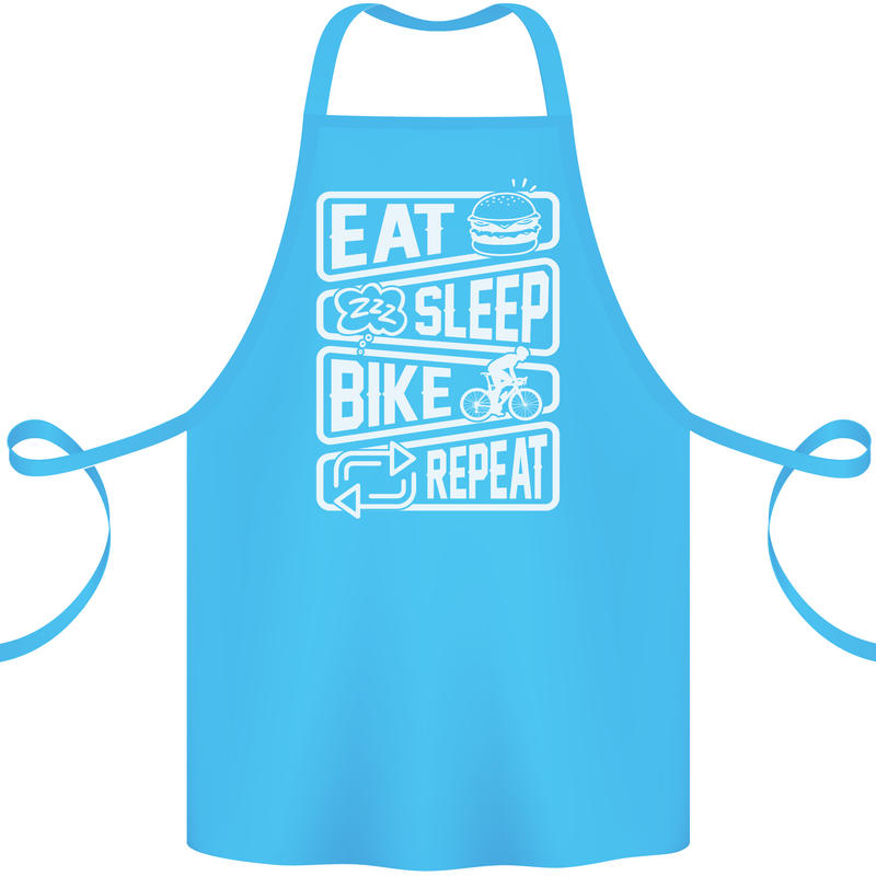 Cycling Eat Sleep Bike Repeat Funny Bicycle Cotton Apron 100% Organic Turquoise