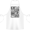Cycling Eat Sleep Bike Repeat Funny Bicycle Cotton Apron 100% Organic White