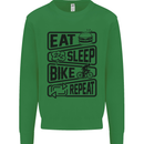 Cycling Eat Sleep Bike Repeat Funny Bicycle Kids Sweatshirt Jumper Irish Green