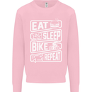 Cycling Eat Sleep Bike Repeat Funny Bicycle Kids Sweatshirt Jumper Light Pink