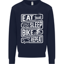 Cycling Eat Sleep Bike Repeat Funny Bicycle Kids Sweatshirt Jumper Navy Blue