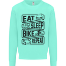 Cycling Eat Sleep Bike Repeat Funny Bicycle Kids Sweatshirt Jumper Peppermint