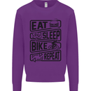 Cycling Eat Sleep Bike Repeat Funny Bicycle Kids Sweatshirt Jumper Purple