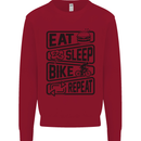 Cycling Eat Sleep Bike Repeat Funny Bicycle Kids Sweatshirt Jumper Red