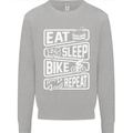 Cycling Eat Sleep Bike Repeat Funny Bicycle Kids Sweatshirt Jumper Sports Grey
