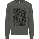 Cycling Eat Sleep Bike Repeat Funny Bicycle Kids Sweatshirt Jumper Storm Grey