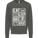 Cycling Eat Sleep Bike Repeat Funny Bicycle Kids Sweatshirt Jumper Storm Grey