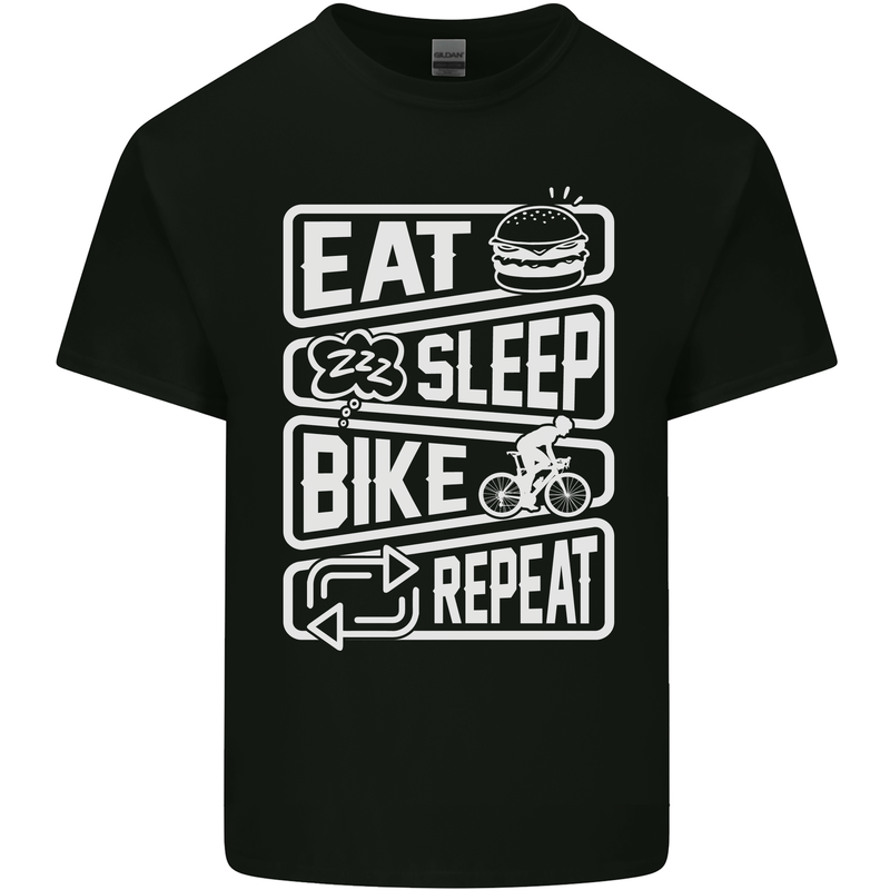 Cycling Eat Sleep Bike Repeat Funny Bicycle Kids T-Shirt Childrens Black