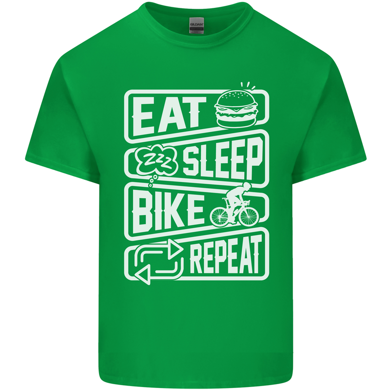 Cycling Eat Sleep Bike Repeat Funny Bicycle Kids T-Shirt Childrens Irish Green