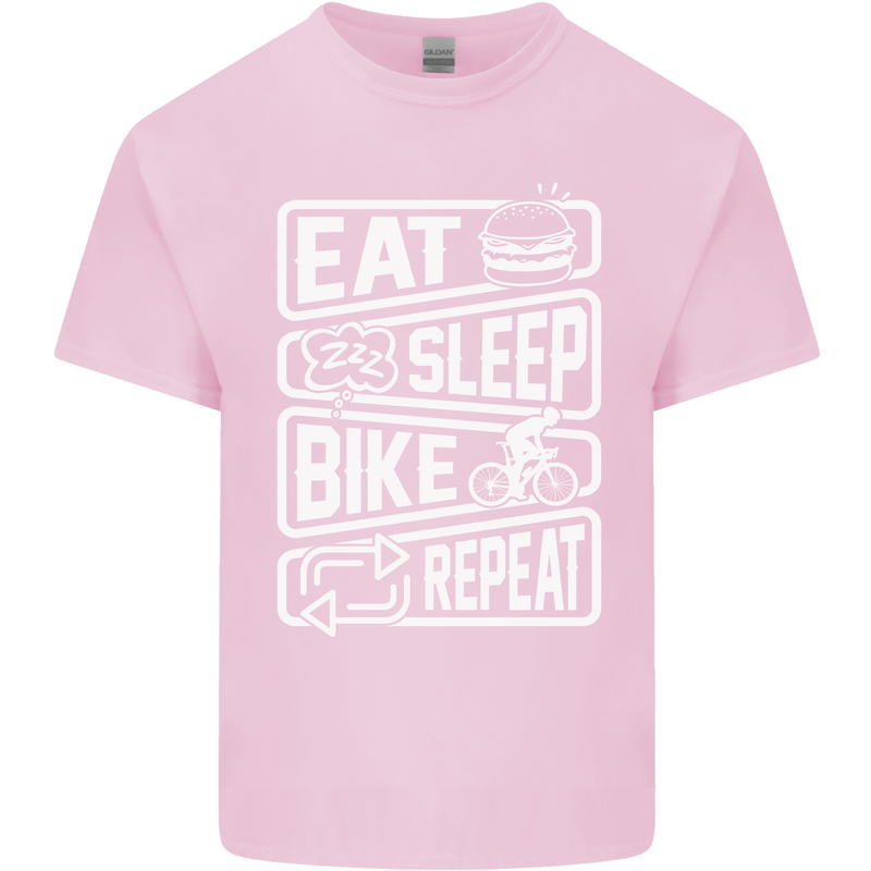 Cycling Eat Sleep Bike Repeat Funny Bicycle Kids T-Shirt Childrens Light Pink