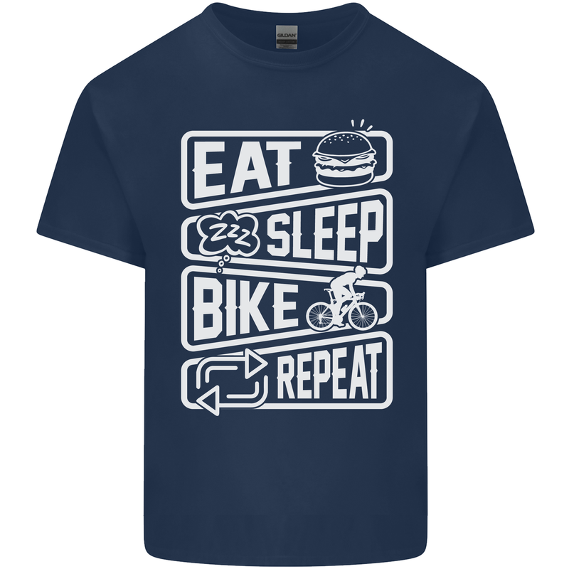 Cycling Eat Sleep Bike Repeat Funny Bicycle Kids T-Shirt Childrens Navy Blue