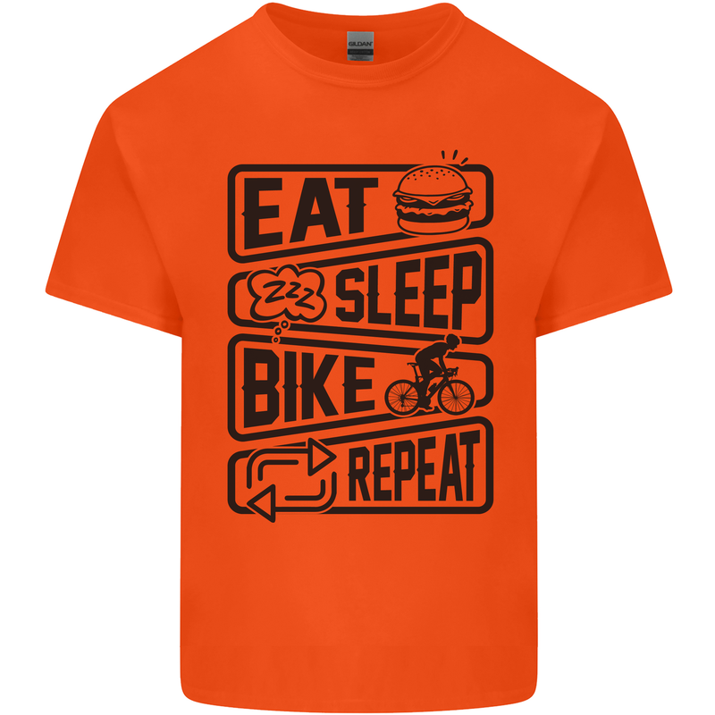 Cycling Eat Sleep Bike Repeat Funny Bicycle Kids T-Shirt Childrens Orange