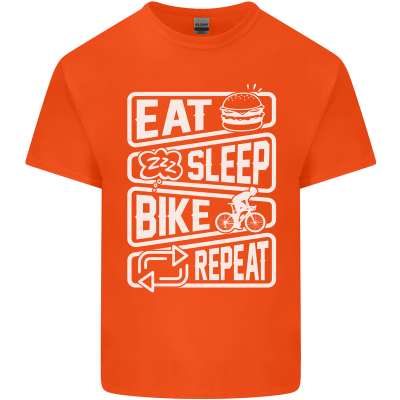 Cycling Eat Sleep Bike Repeat Funny Bicycle Kids T-Shirt Childrens Orange
