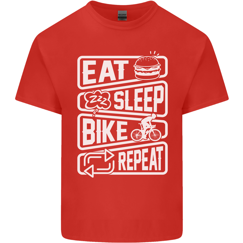 Cycling Eat Sleep Bike Repeat Funny Bicycle Kids T-Shirt Childrens Red