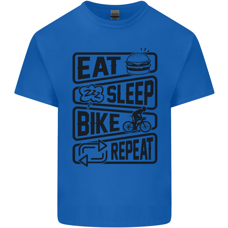 Cycling Eat Sleep Bike Repeat Funny Bicycle Kids T-Shirt Childrens Royal Blue