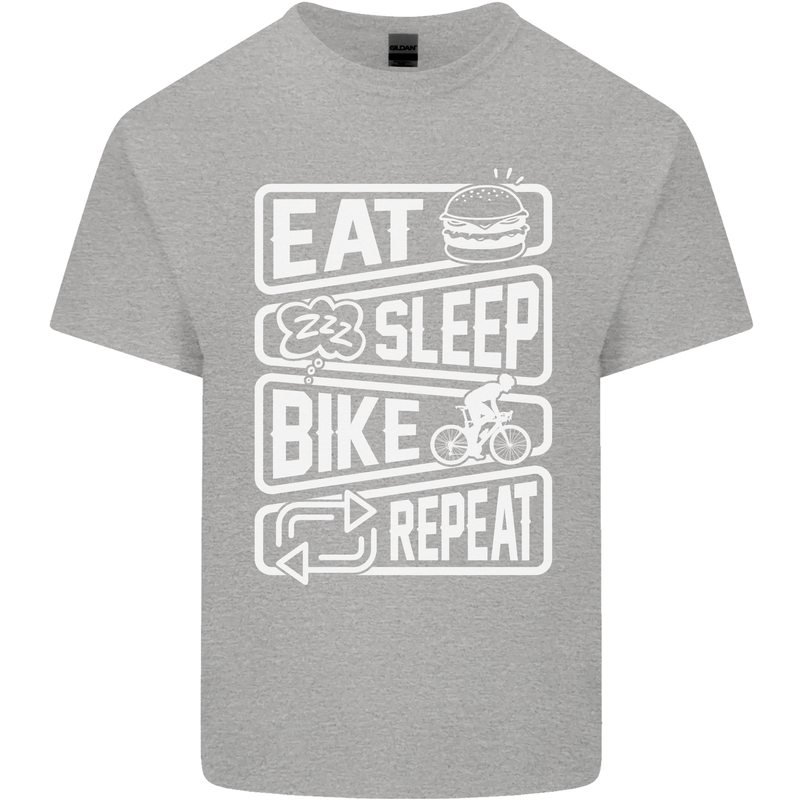 Cycling Eat Sleep Bike Repeat Funny Bicycle Kids T-Shirt Childrens Sports Grey