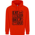 Cycling Eat Sleep Bike Repeat Funny Bicycle Mens 80% Cotton Hoodie Bright Red