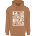 Cycling Eat Sleep Bike Repeat Funny Bicycle Mens 80% Cotton Hoodie Caramel Latte