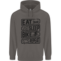 Cycling Eat Sleep Bike Repeat Funny Bicycle Mens 80% Cotton Hoodie Charcoal