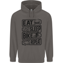 Cycling Eat Sleep Bike Repeat Funny Bicycle Mens 80% Cotton Hoodie Charcoal