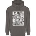Cycling Eat Sleep Bike Repeat Funny Bicycle Mens 80% Cotton Hoodie Charcoal