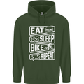 Cycling Eat Sleep Bike Repeat Funny Bicycle Mens 80% Cotton Hoodie Forest Green