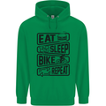 Cycling Eat Sleep Bike Repeat Funny Bicycle Mens 80% Cotton Hoodie Irish Green
