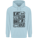 Cycling Eat Sleep Bike Repeat Funny Bicycle Mens 80% Cotton Hoodie Light Blue