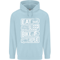 Cycling Eat Sleep Bike Repeat Funny Bicycle Mens 80% Cotton Hoodie Light Blue