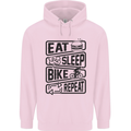 Cycling Eat Sleep Bike Repeat Funny Bicycle Mens 80% Cotton Hoodie Light Pink