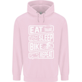 Cycling Eat Sleep Bike Repeat Funny Bicycle Mens 80% Cotton Hoodie Light Pink