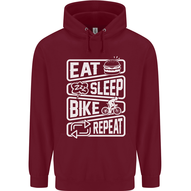 Cycling Eat Sleep Bike Repeat Funny Bicycle Mens 80% Cotton Hoodie Maroon