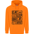 Cycling Eat Sleep Bike Repeat Funny Bicycle Mens 80% Cotton Hoodie Orange