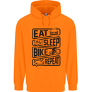 Cycling Eat Sleep Bike Repeat Funny Bicycle Mens 80% Cotton Hoodie Orange