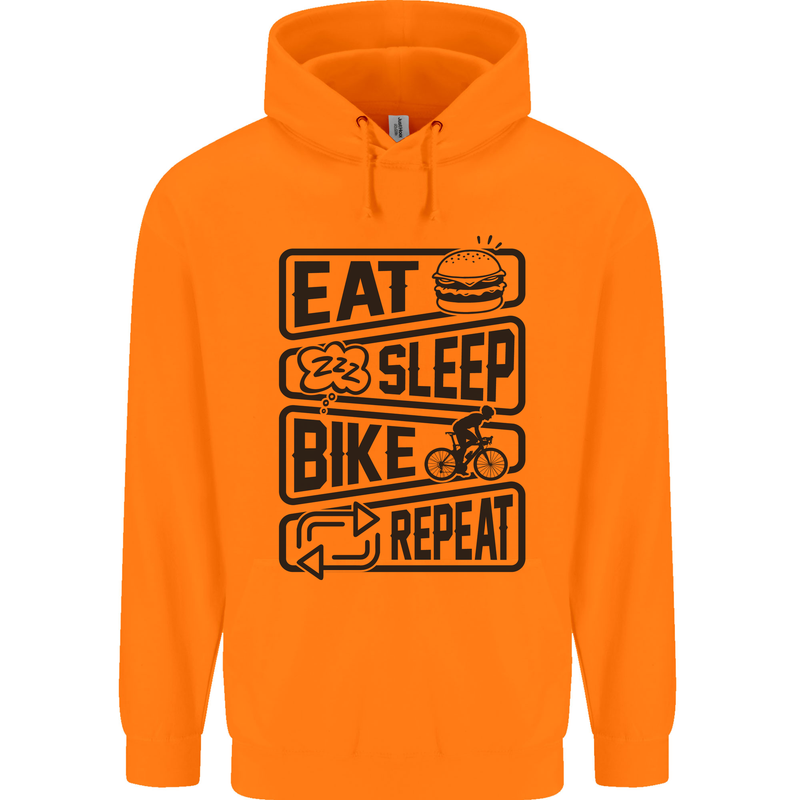 Cycling Eat Sleep Bike Repeat Funny Bicycle Mens 80% Cotton Hoodie Orange
