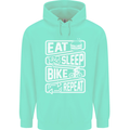 Cycling Eat Sleep Bike Repeat Funny Bicycle Mens 80% Cotton Hoodie Peppermint