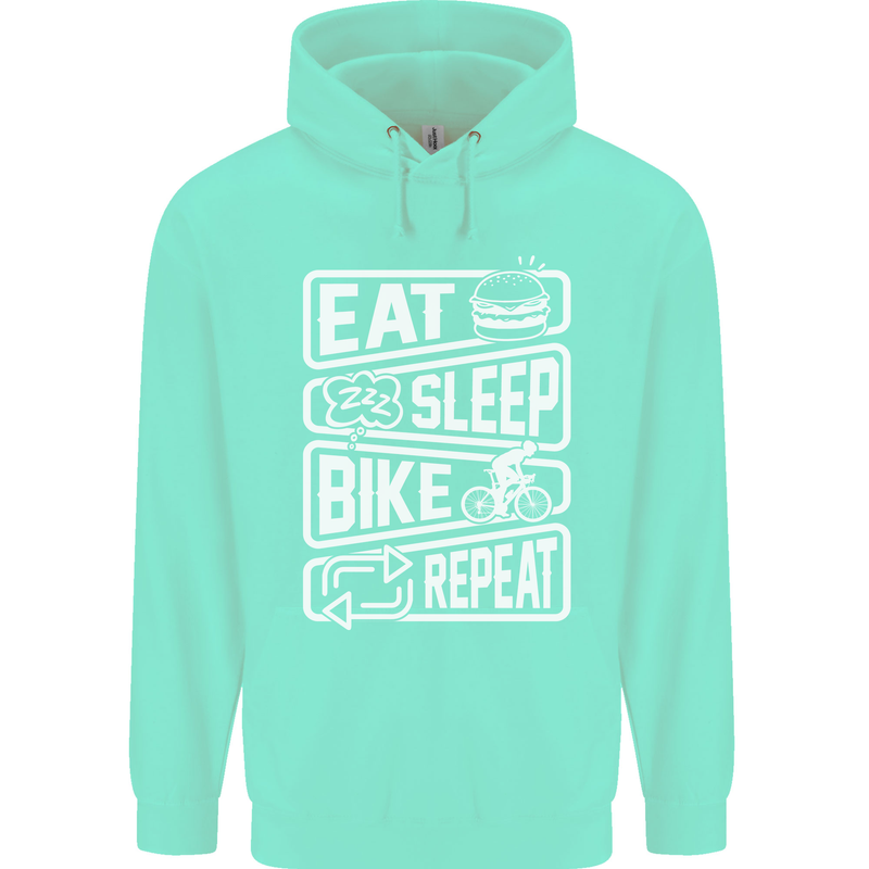 Cycling Eat Sleep Bike Repeat Funny Bicycle Mens 80% Cotton Hoodie Peppermint