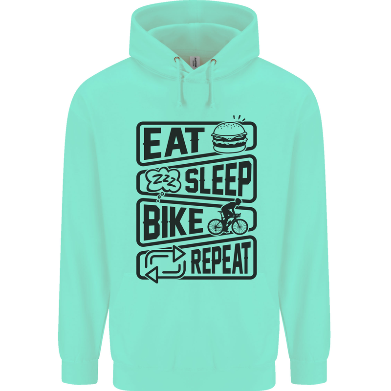 Cycling Eat Sleep Bike Repeat Funny Bicycle Mens 80% Cotton Hoodie Peppermint
