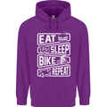 Cycling Eat Sleep Bike Repeat Funny Bicycle Mens 80% Cotton Hoodie Purple