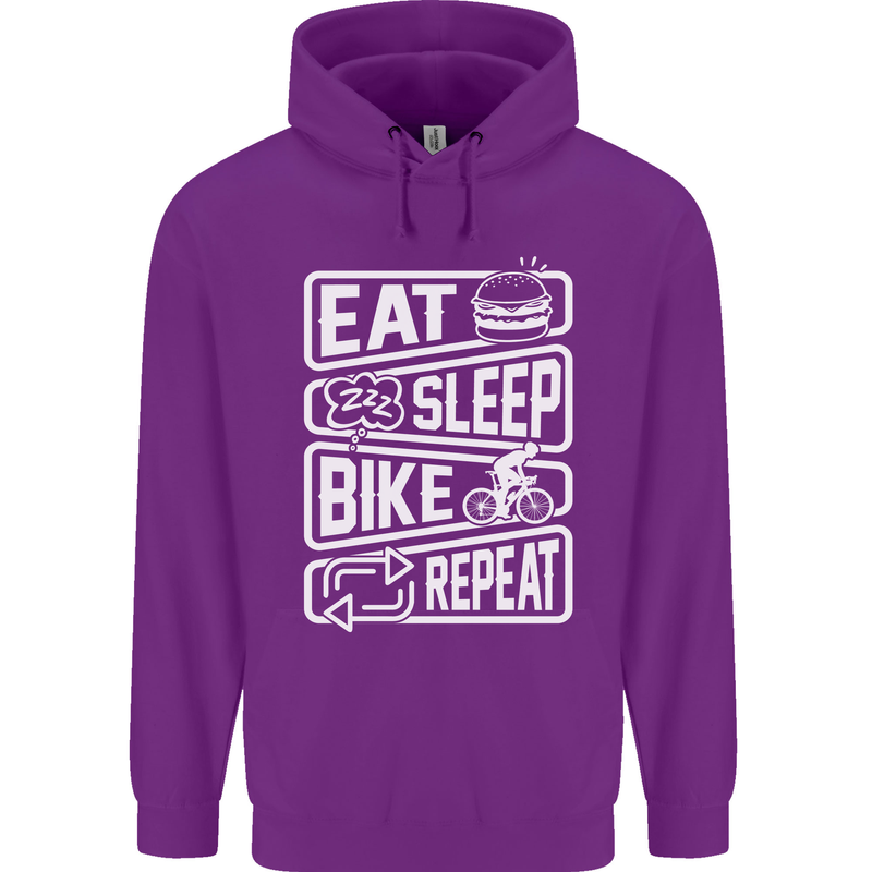 Cycling Eat Sleep Bike Repeat Funny Bicycle Mens 80% Cotton Hoodie Purple