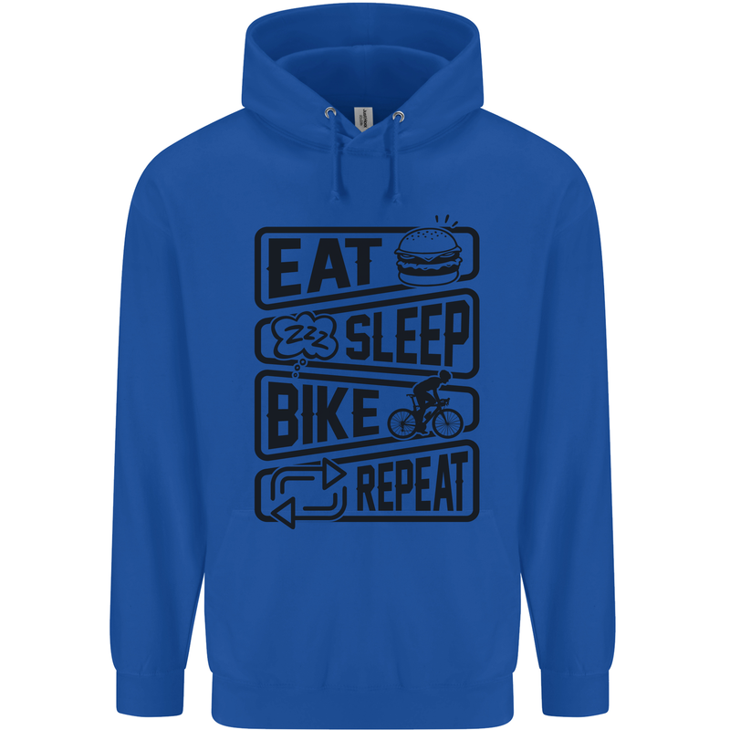 Cycling Eat Sleep Bike Repeat Funny Bicycle Mens 80% Cotton Hoodie Royal Blue