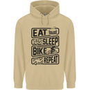 Cycling Eat Sleep Bike Repeat Funny Bicycle Mens 80% Cotton Hoodie Sand