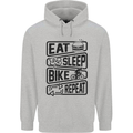 Cycling Eat Sleep Bike Repeat Funny Bicycle Mens 80% Cotton Hoodie Sports Grey