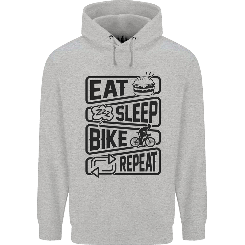 Cycling Eat Sleep Bike Repeat Funny Bicycle Mens 80% Cotton Hoodie Sports Grey
