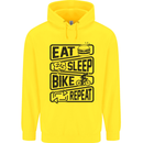 Cycling Eat Sleep Bike Repeat Funny Bicycle Mens 80% Cotton Hoodie Yellow