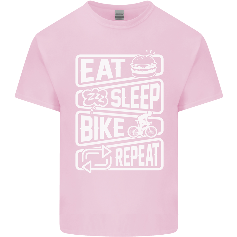 Cycling Eat Sleep Bike Repeat Funny Bicycle Mens Cotton T-Shirt Tee Top Light Pink