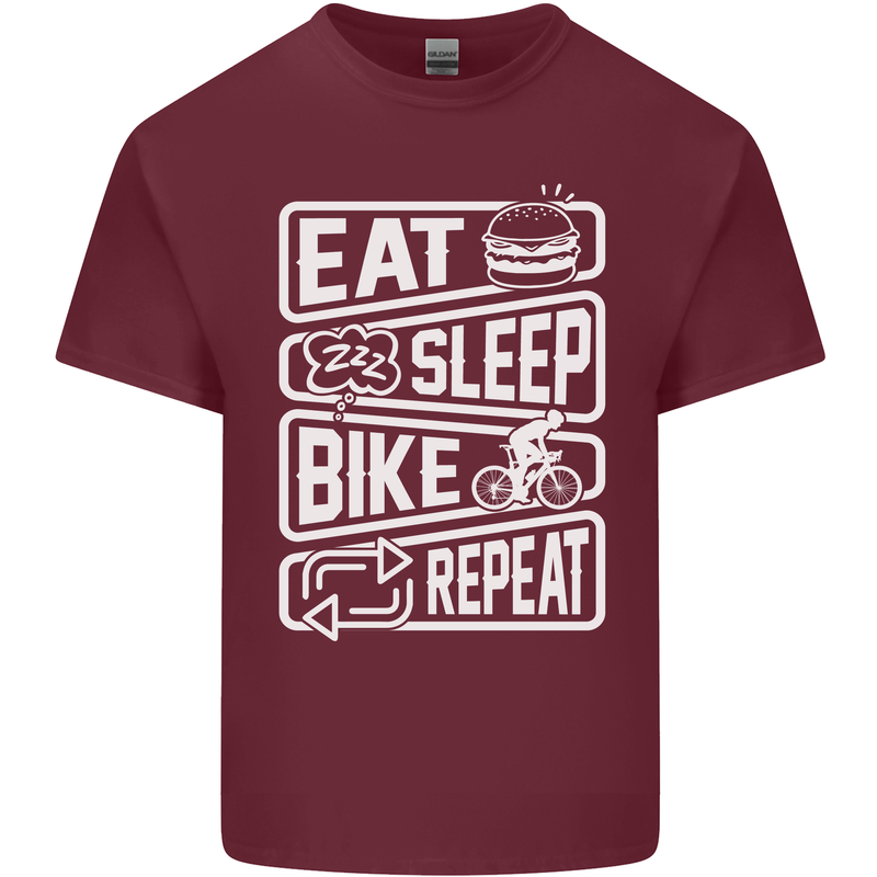 Cycling Eat Sleep Bike Repeat Funny Bicycle Mens Cotton T-Shirt Tee Top Maroon