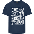 Cycling Eat Sleep Bike Repeat Funny Bicycle Mens Cotton T-Shirt Tee Top Navy Blue