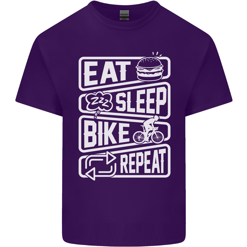 Cycling Eat Sleep Bike Repeat Funny Bicycle Mens Cotton T-Shirt Tee Top Purple