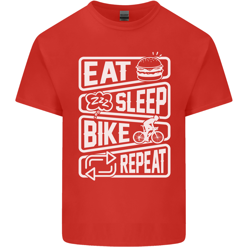 Cycling Eat Sleep Bike Repeat Funny Bicycle Mens Cotton T-Shirt Tee Top Red
